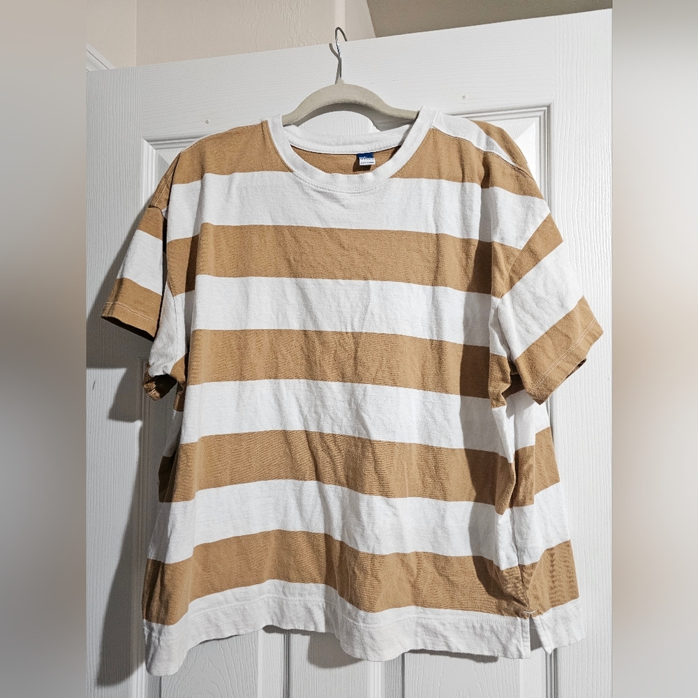 Striped Tan and White Shirt